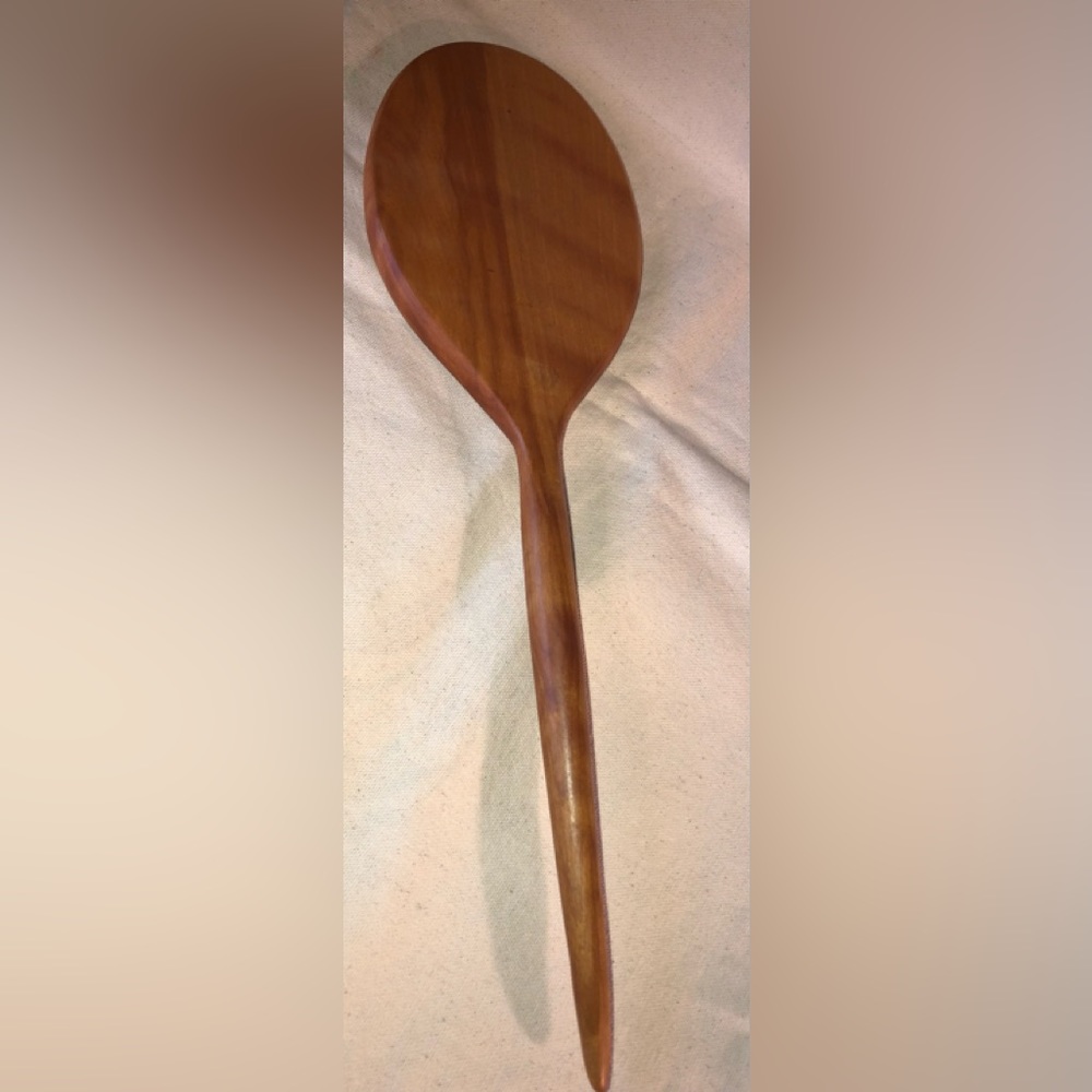 Wooden Oval Long Handled Hand Mirror 15.75” Long-Handcrafted/vintage 1980s